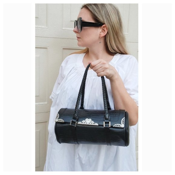 Vintage Bags Vintage Croc Embossed Barrel Bag Poshmark